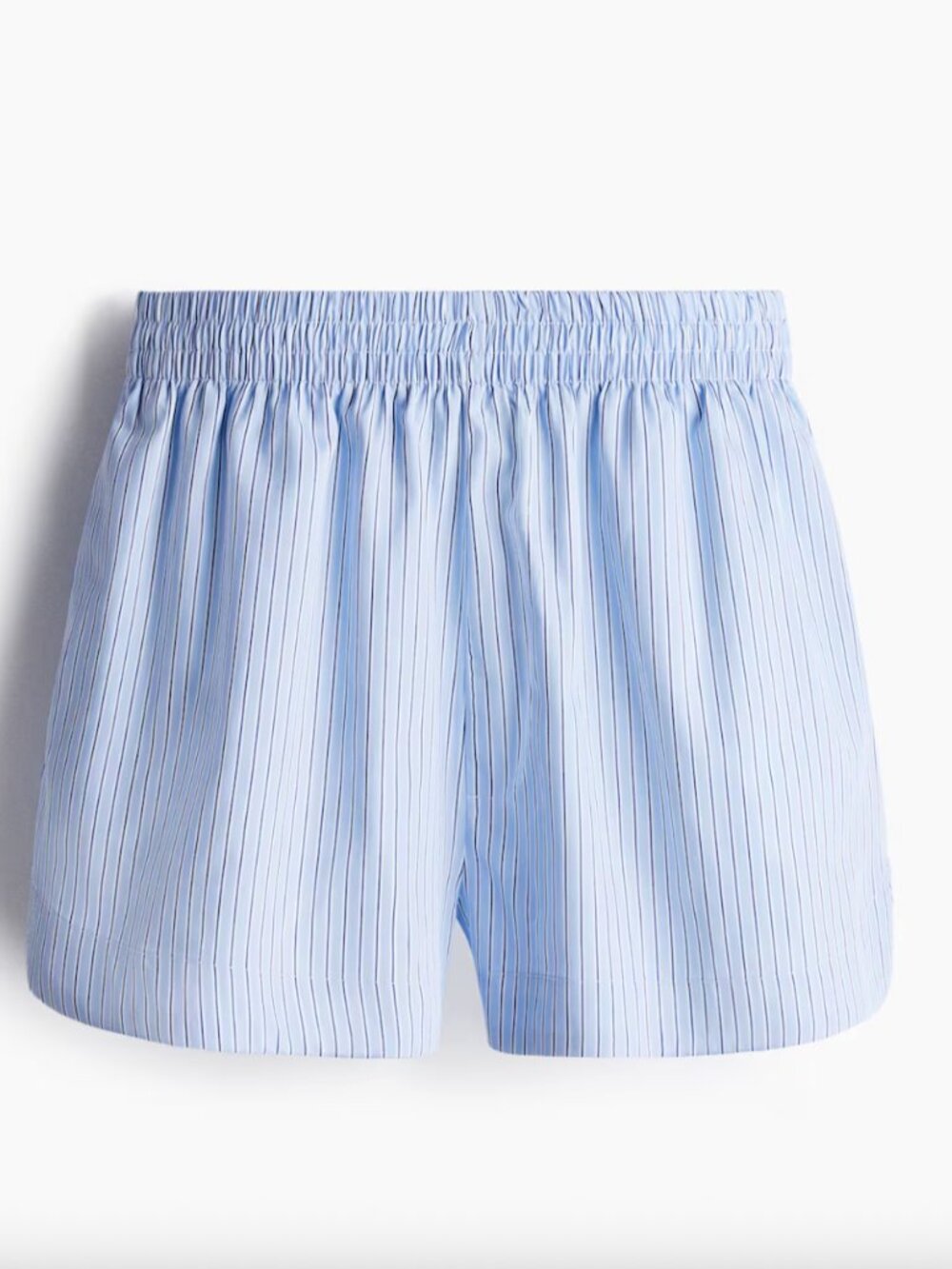 H&M Blue Stripe Poplin Shorts High Waist Smocked Cotton Size Small